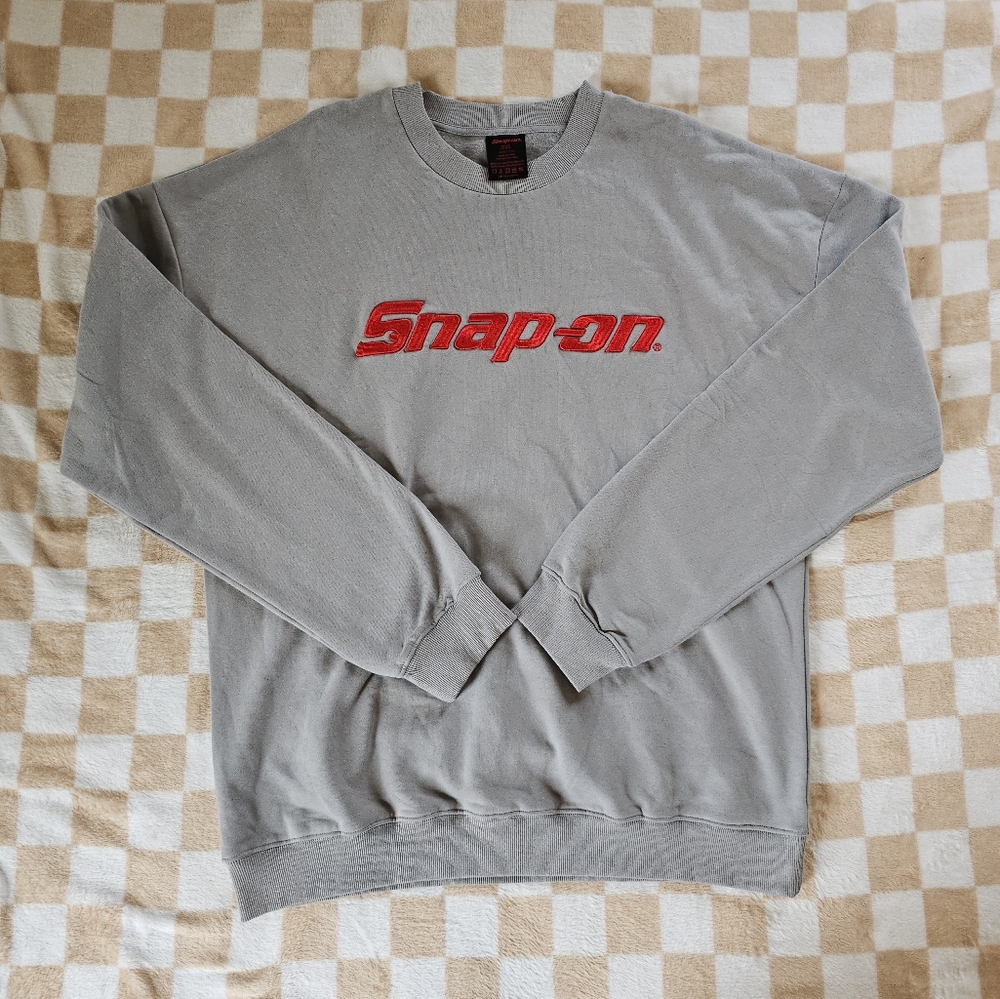 Snap Gray Crewneck Sweater with Red Logo